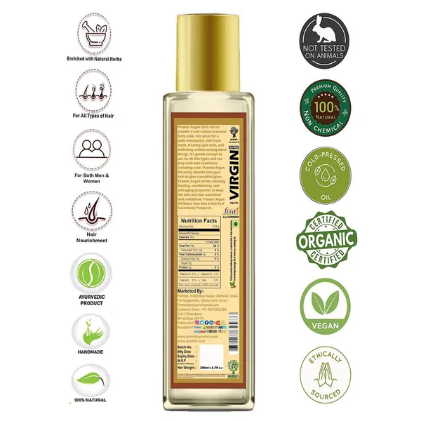 Pramsh_Cold_Pressed_Organic_Virgin_Argan_Oil_200Ml
