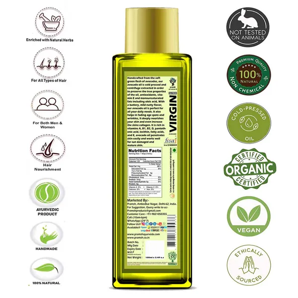 Pramsh_Cold_Pressed_Organic_Virgin_Avocado_Oil_Vitamins_A_E_100Ml