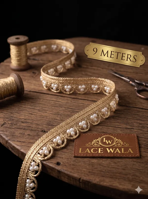 Golden_Pearl_Embellished_Decorative_Lace_Trim_9_Meters