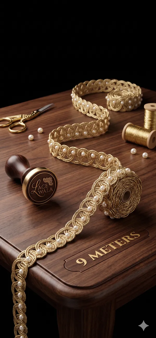 Golden_Pearl_Embellished_Decorative_Lace_Trim_9_Meters