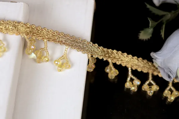 Golden_Beaded_Decorative_Trim_With_FourPetal_Floral_Dangles