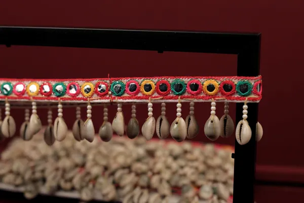 Red_Embellished_Cowrie_Shell_Belt_With_Mirror_Work