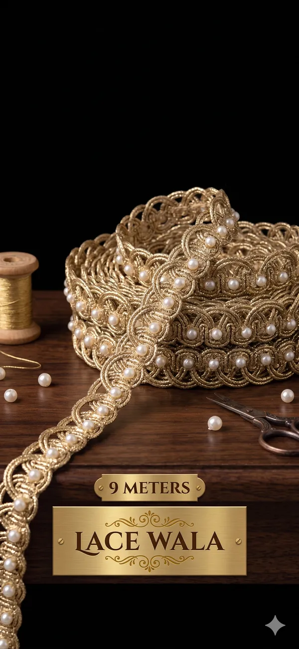 Golden_Pearl_Embellished_Decorative_Lace_Trim_9_Meters