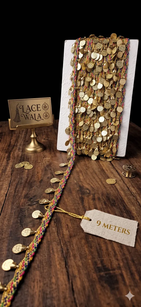 Golden_Coin_Embellished_Multicolor_Silk_Threadwork_Trim