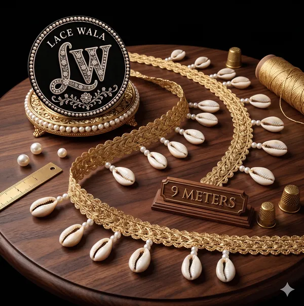 Golden_Braided_Lace_with_Cowrie_Shell_Trim__9_Meters