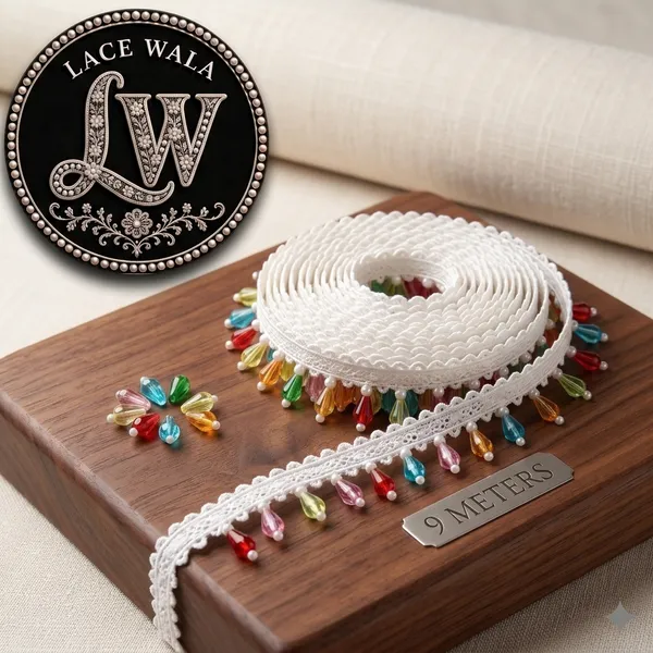 White_Beaded_Lace_Trim_With_Multicolor_Teardrop_Accents_9_Meters