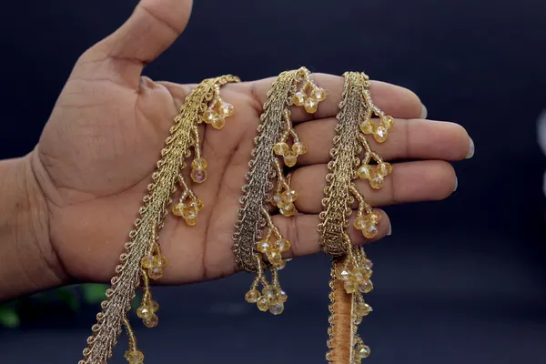 Golden_Beaded_Decorative_Trim_With_FourPetal_Floral_Dangles