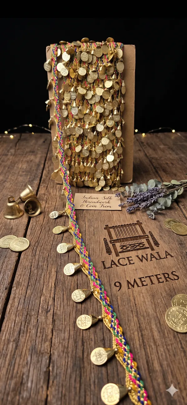 Golden_Coin_Embellished_Multicolor_Silk_Threadwork_Trim