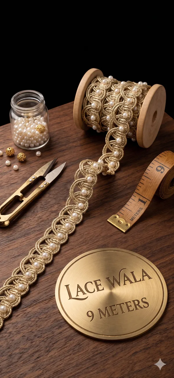 Golden_Pearl_Embellished_Decorative_Lace_Trim_9_Meters