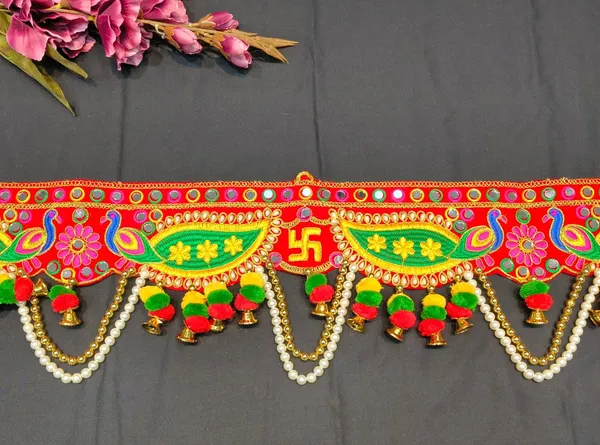 Royal_Om_Designer_Toran_with_Multicolor_Tassels_&_Pearl_Bead_Hanging_{_37_INCH_]