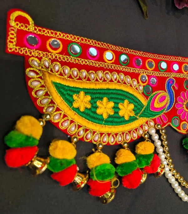 Royal_Om_Designer_Toran_with_Multicolor_Tassels_&_Pearl_Bead_Hanging_{_37_INCH_]