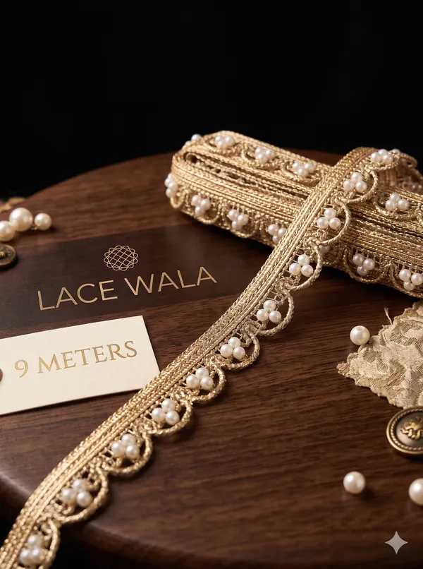Golden_Pearl_Embellished_Decorative_Lace_Trim_9_Meters