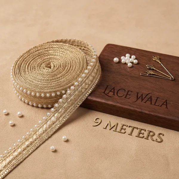 Golden_Pearl_Embellished_Decorative_Lace_Trim_9_Meters