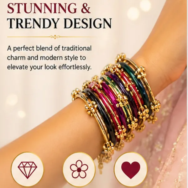 Multicolour_Metal_Alloy_Beaded_Gold_Tone_Bangle_Set_For_Women