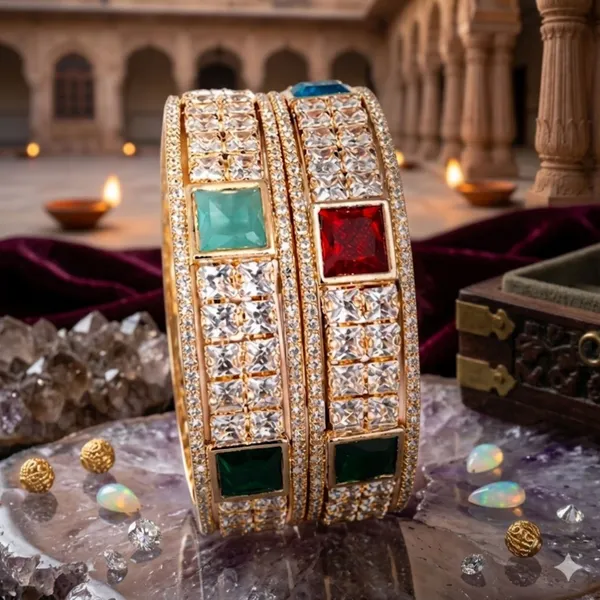 Golden_White_Gold_Plated_Cubic_Zirconia_Gemstone_Bangle_Set_For_Women