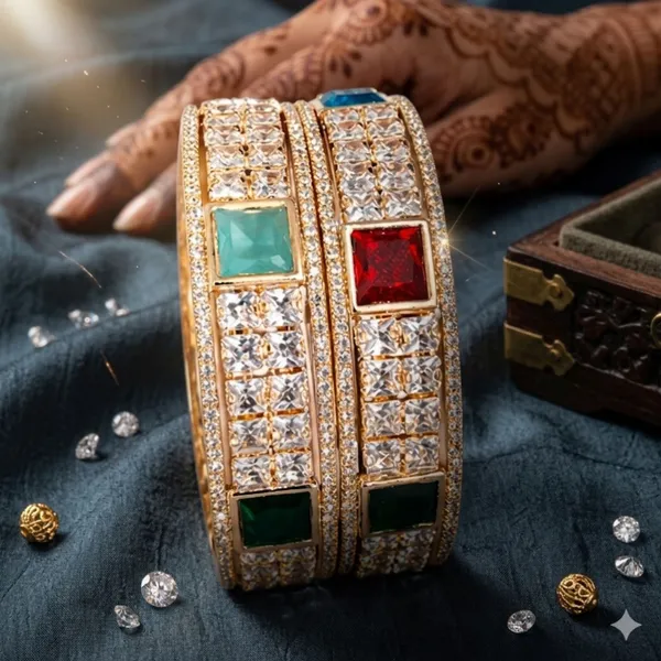 Golden_White_Gold_Plated_Cubic_Zirconia_Gemstone_Bangle_Set_For_Women
