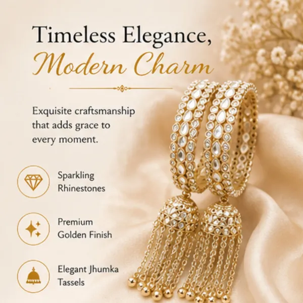 Golden_White_Alloy_Rhinestone_Jhumka_Tassel_Bangle_Set_For_Women