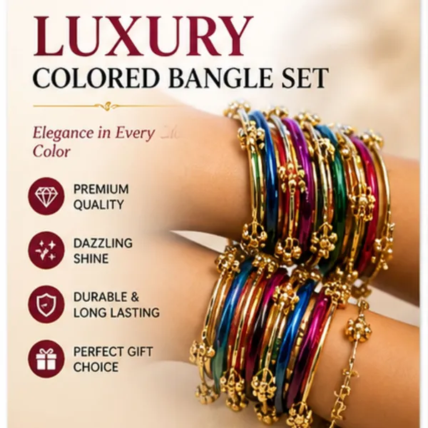Multicolour_Metal_Alloy_Beaded_Gold_Tone_Bangle_Set_For_Women