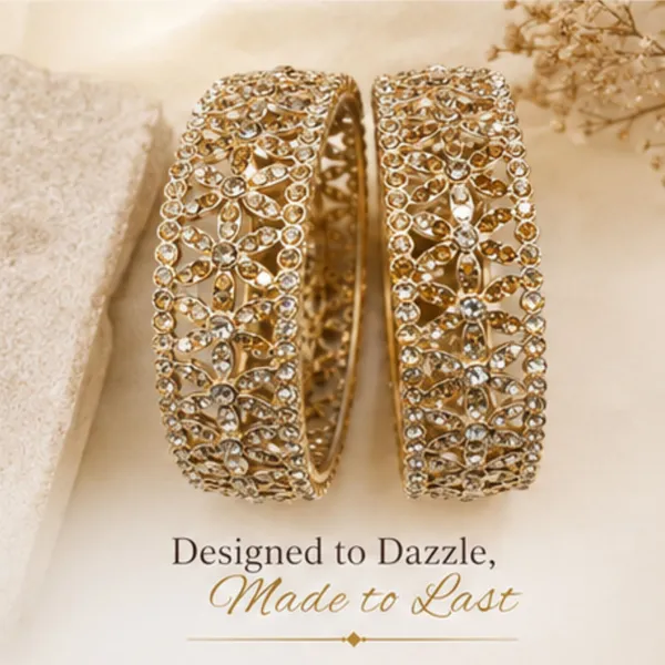 Golden_White_Gold_Plated_Crystal_Floral_Bangle_Set_For_Women
