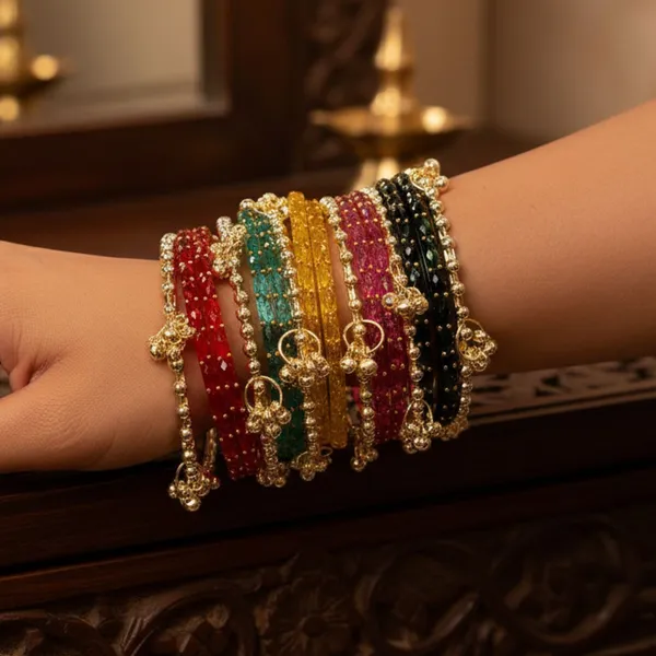 Multicolour_Alloy_Beaded_Golden_Accent_Bangle_Set_For_Women