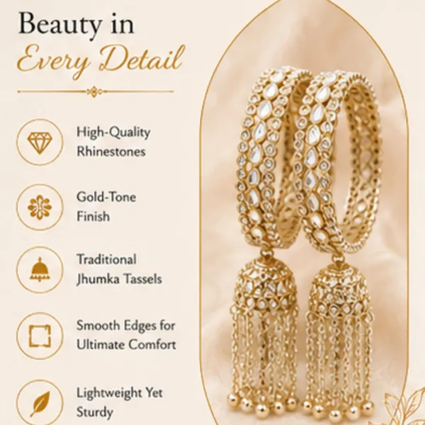 Golden_White_Alloy_Rhinestone_Jhumka_Tassel_Bangle_Set_For_Women