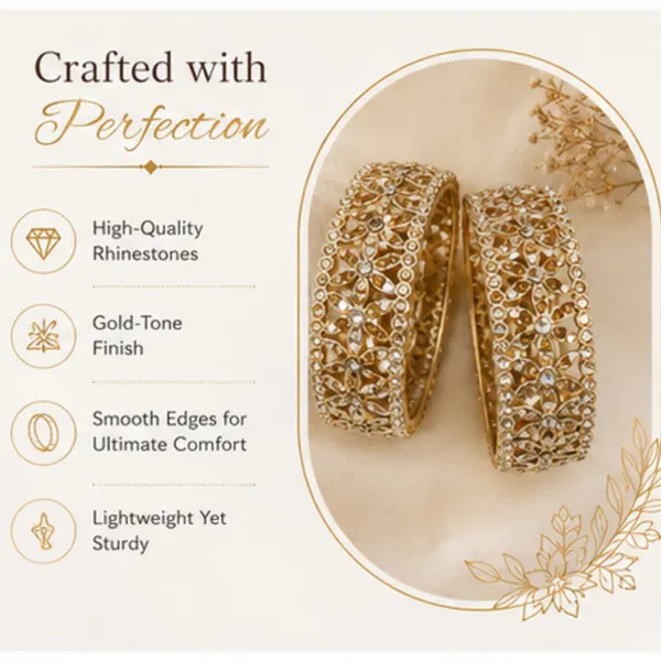 Golden_White_Gold_Plated_Crystal_Floral_Bangle_Set_For_Women
