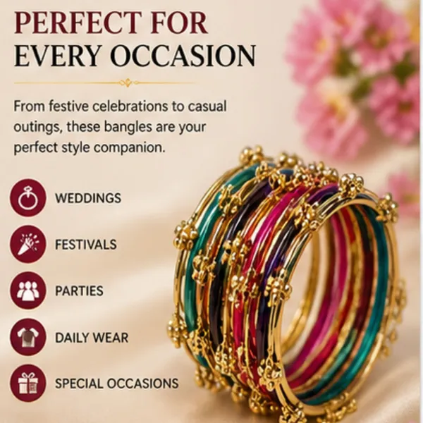 Multicolour_Metal_Alloy_Beaded_Gold_Tone_Bangle_Set_For_Women