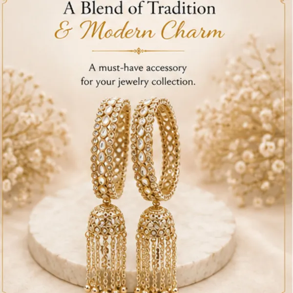 Golden_White_Alloy_Rhinestone_Jhumka_Tassel_Bangle_Set_For_Women