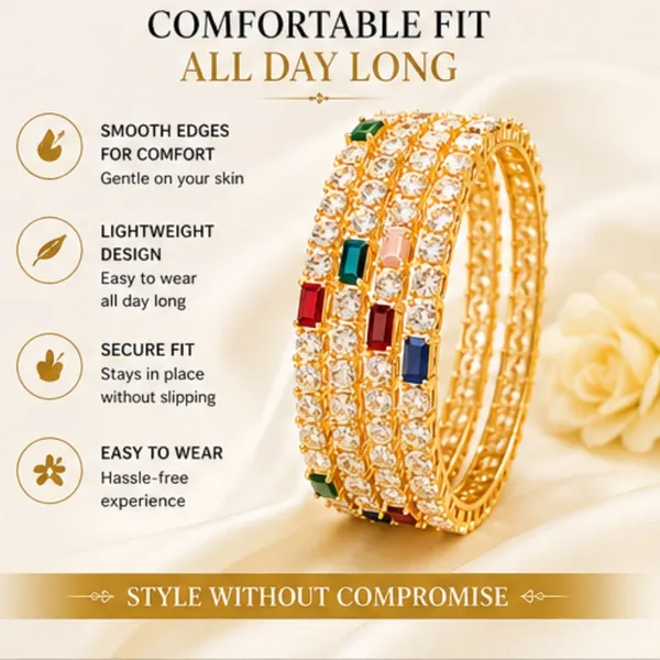 Golden_White_Gold_Plated_Multicolor_Stone_Designer_Bangle_Set_For_Women