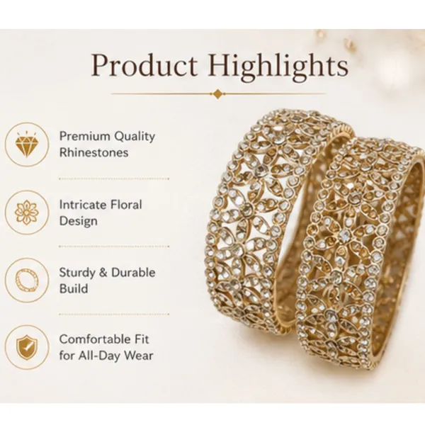 Golden_White_Gold_Plated_Crystal_Floral_Bangle_Set_For_Women