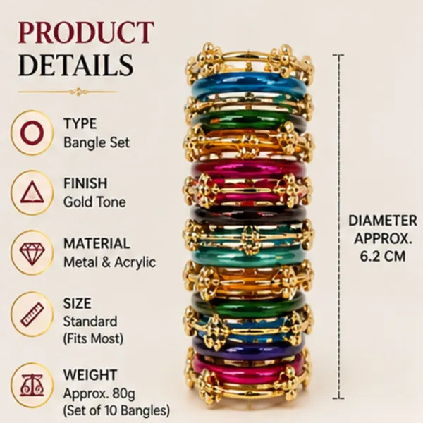 Multicolour_Metal_Alloy_Beaded_Gold_Tone_Bangle_Set_For_Women