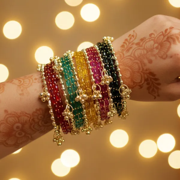 Multicolour_Alloy_Beaded_Golden_Accent_Bangle_Set_For_Women