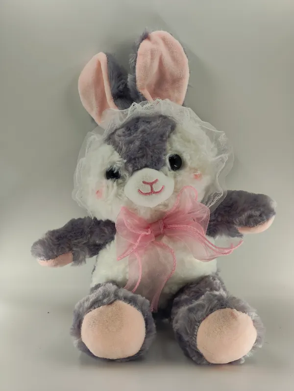 Grey_And_White_Plush_Stuffed_Bunny_Rabbit_Toy_With_Pink_Ribbon