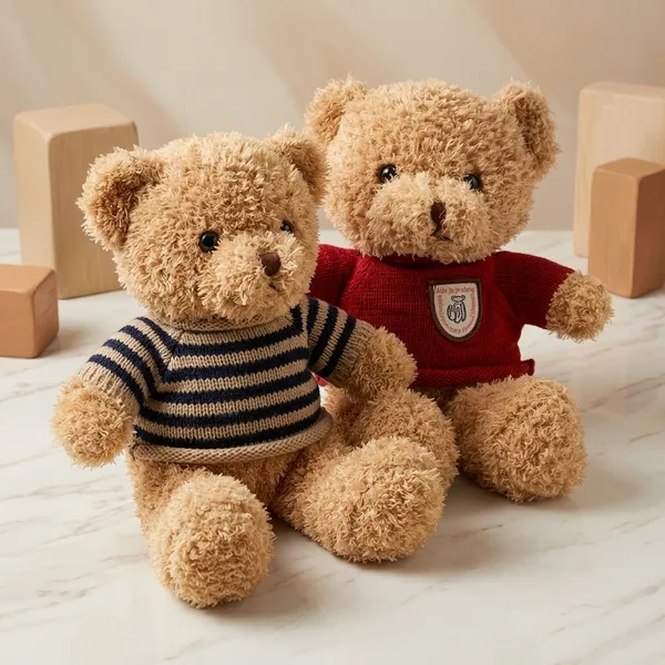 Cute_Teddy_Bear_Soft_Toys_Brown_Bears_In_Striped_And_Shield_Sweaters