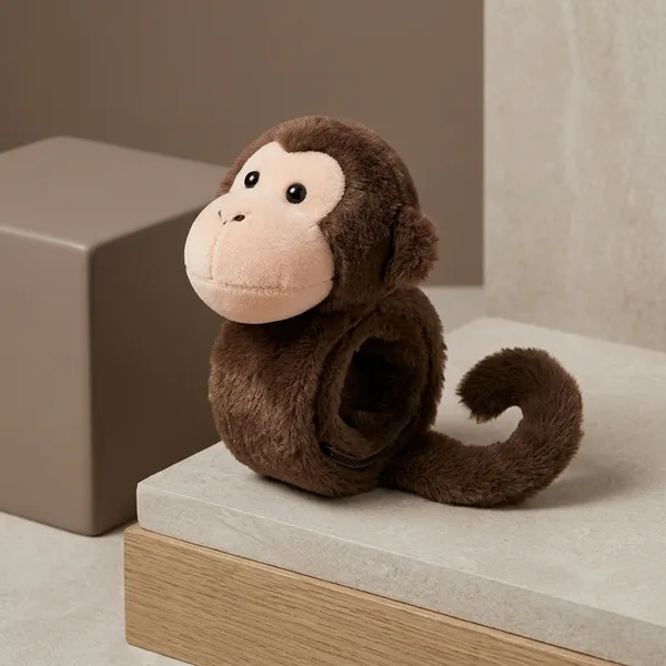 Cute_Monkey_Slap_Band_Plush_Toy_Dark_Brown