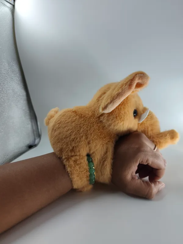 Cute_Elephant_Slap_Band_Plush_Toy_Light_Brown