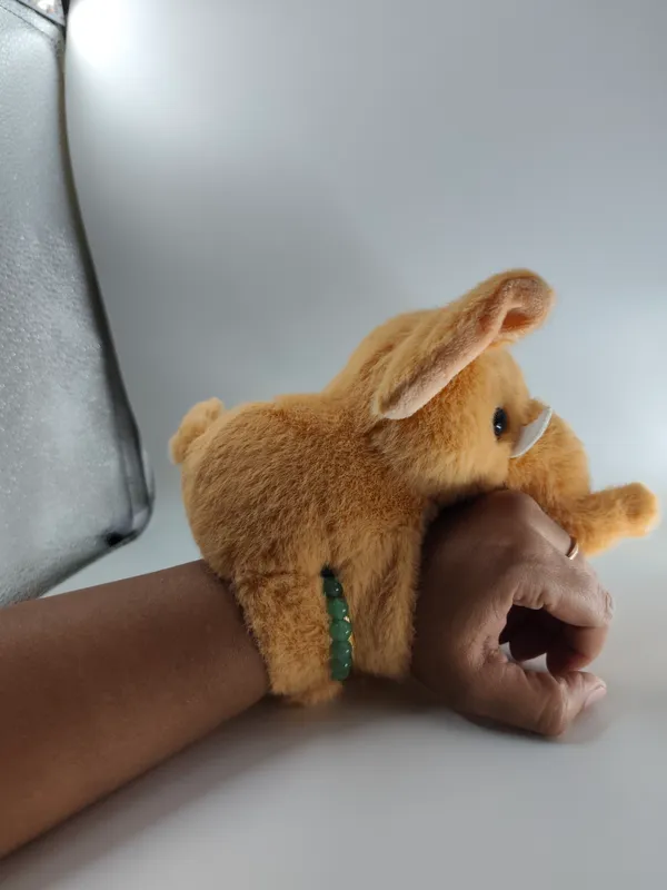 Cute_Elephant_Slap_Band_Plush_Toy_Light_Brown
