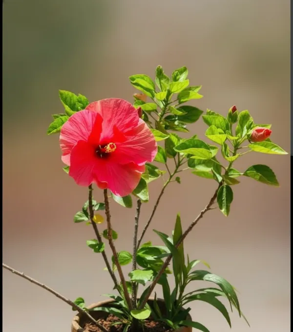 Red_Hibiscus_Flower_Plant_With_Green_Foliage
