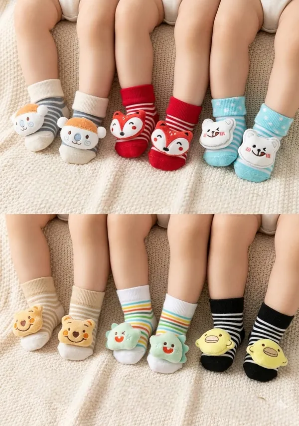 Baby_Socks_Non-Slip_Grips_for_Babies_with_3D_Bear_Grips_Cotton_Infant_Toddler_Ankle_Socks_0-12_Months_(Any_2_Pairs)