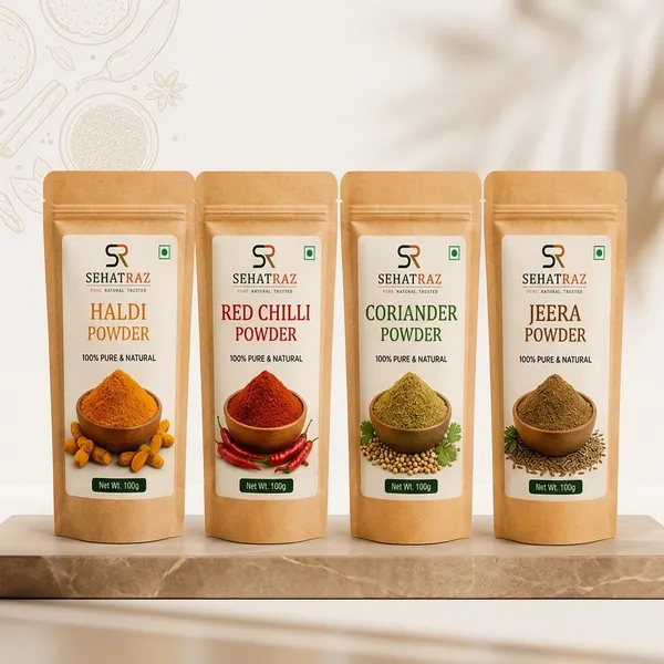 Sehatraz_Daily_Kitchen_Combo_-_D1_Essential_Spice_Powders_(Haldi,_Red_Chilli,_Coriander,_Jeera)_4X100G
