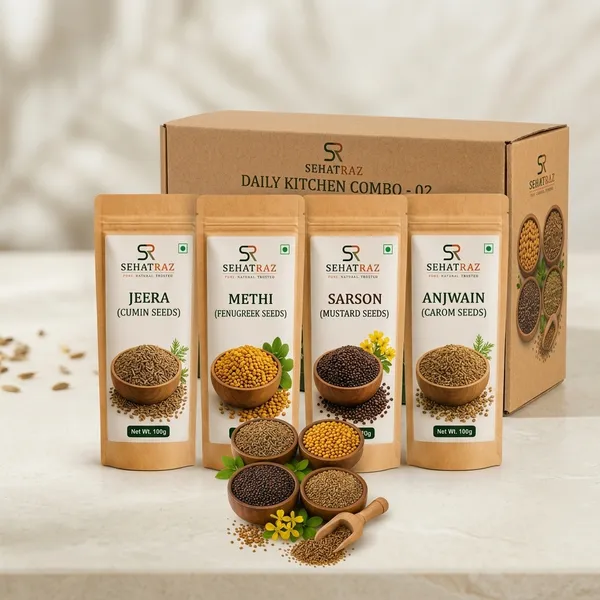 Sehatraz_Daily_Kitchen_Combo_-_D2_-_Pure_Whole_Spices_Pack_(Jeera,_Methi,_Sarson,_Anjwain)_4X100G
