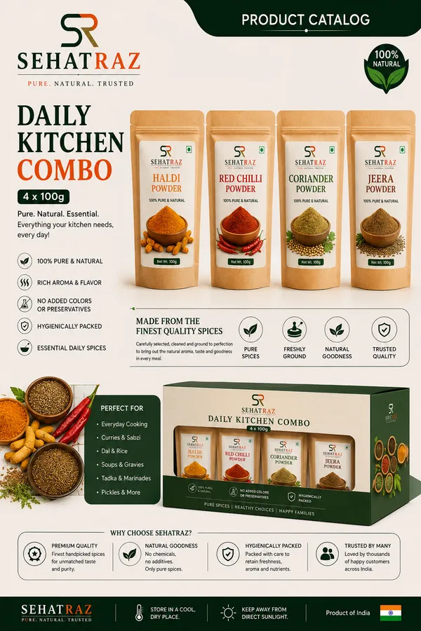 Sehatraz_Daily_Kitchen_Combo_-_D1_Essential_Spice_Powders_(Haldi,_Red_Chilli,_Coriander,_Jeera)_4X100G
