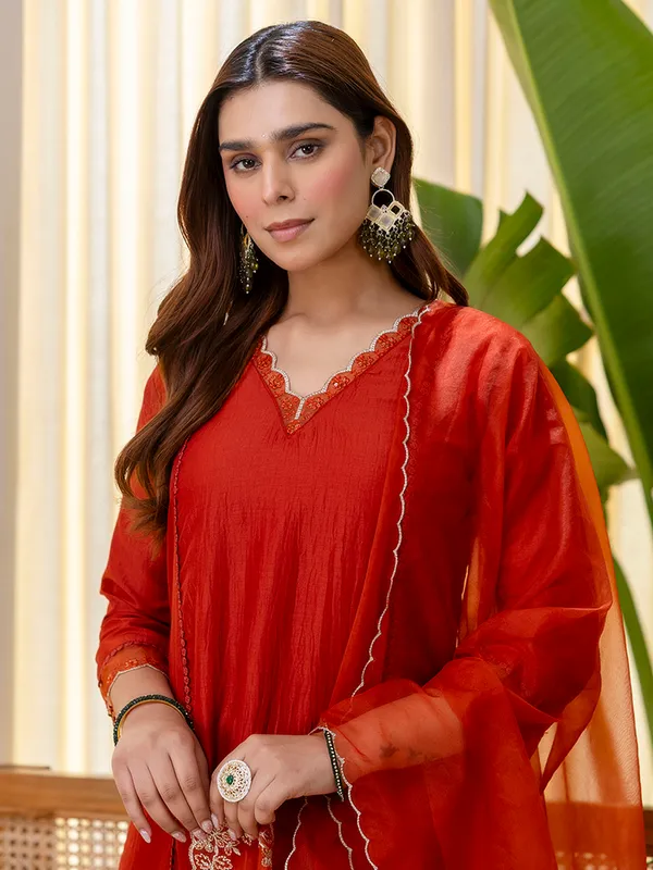 Sukoon_Rust_Embroidred_Kurta_Sets_with_Sequins_Work_Women_Suits