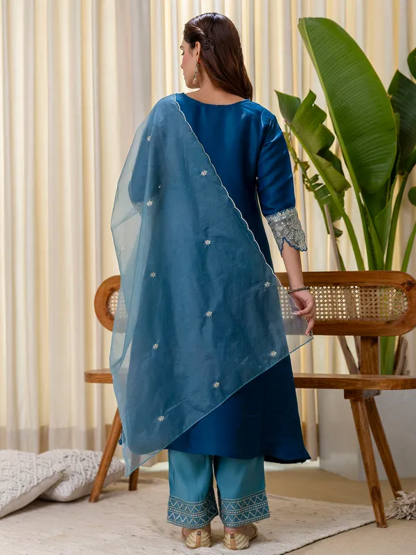 Teal-blue_Embroidred_Kurta_Sets_with_Sequins_Work_Women_Suits