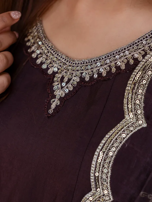 Vireya_Coffee_Embroidred_Kurta_Sets_with_Sequins_Work_Women_Suits