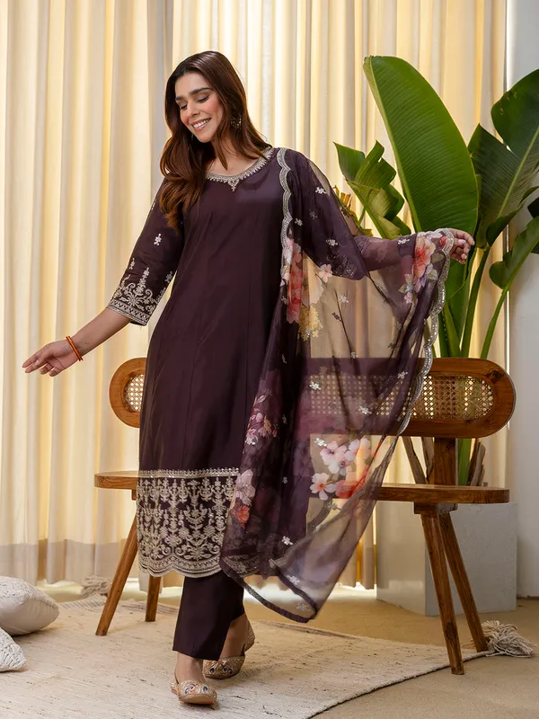 Vireya_Coffee_Embroidred_Kurta_Sets_with_Sequins_Work_Women_Suits