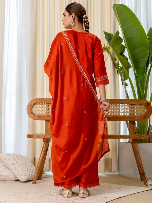 Utsaah_Rust_Embroidred_Kurta_Sets_with_Sequins_Work_Women_Suits