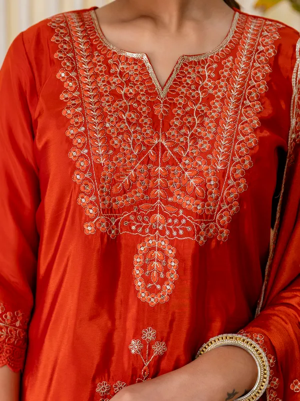 Utsaah_Rust_Embroidred_Kurta_Sets_with_Sequins_Work_Women_Suits