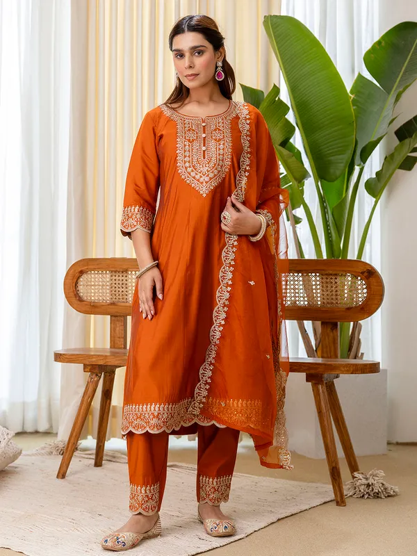 Rust_Embroidred_Kurta_Sets_with_Sequins_Work_Women_Suits