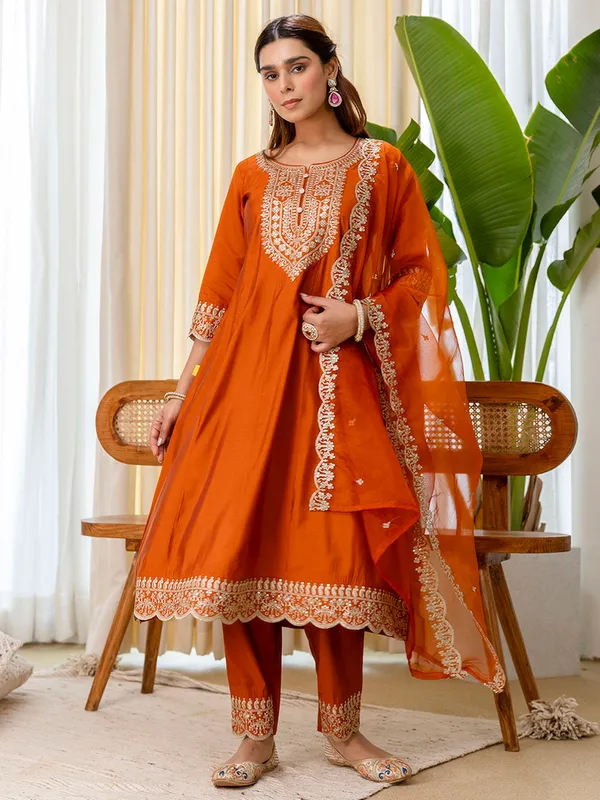 Rust_Embroidred_Kurta_Sets_with_Sequins_Work_Women_Suits